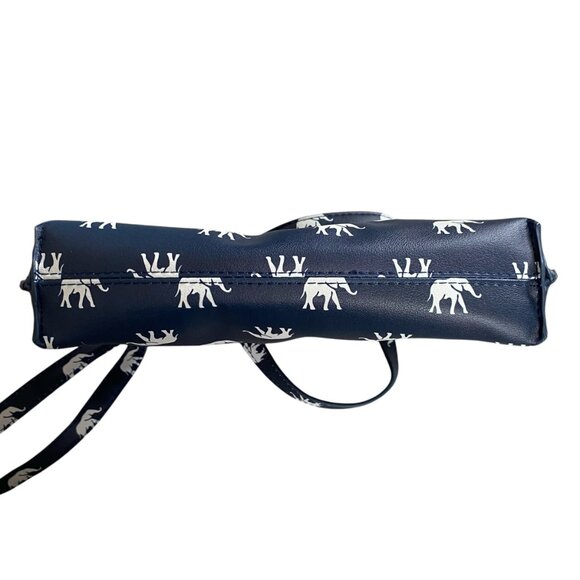 Women's blue and white elephant pattern shoulder bag handbag bag - Picture 7 of 10